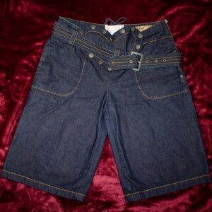 RARE VINTAGE L.A.M.B. by Gwen Stefani Spring 2005 Heart Denim Gaucho Capris